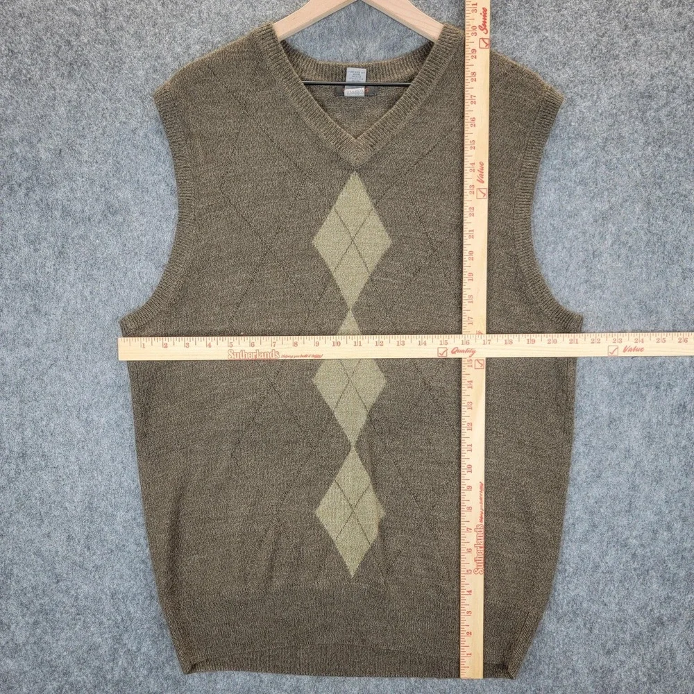 Dockers Sweater Vest Mens L Brown Beige Argyle Knit Pullover Grandpacore Classic